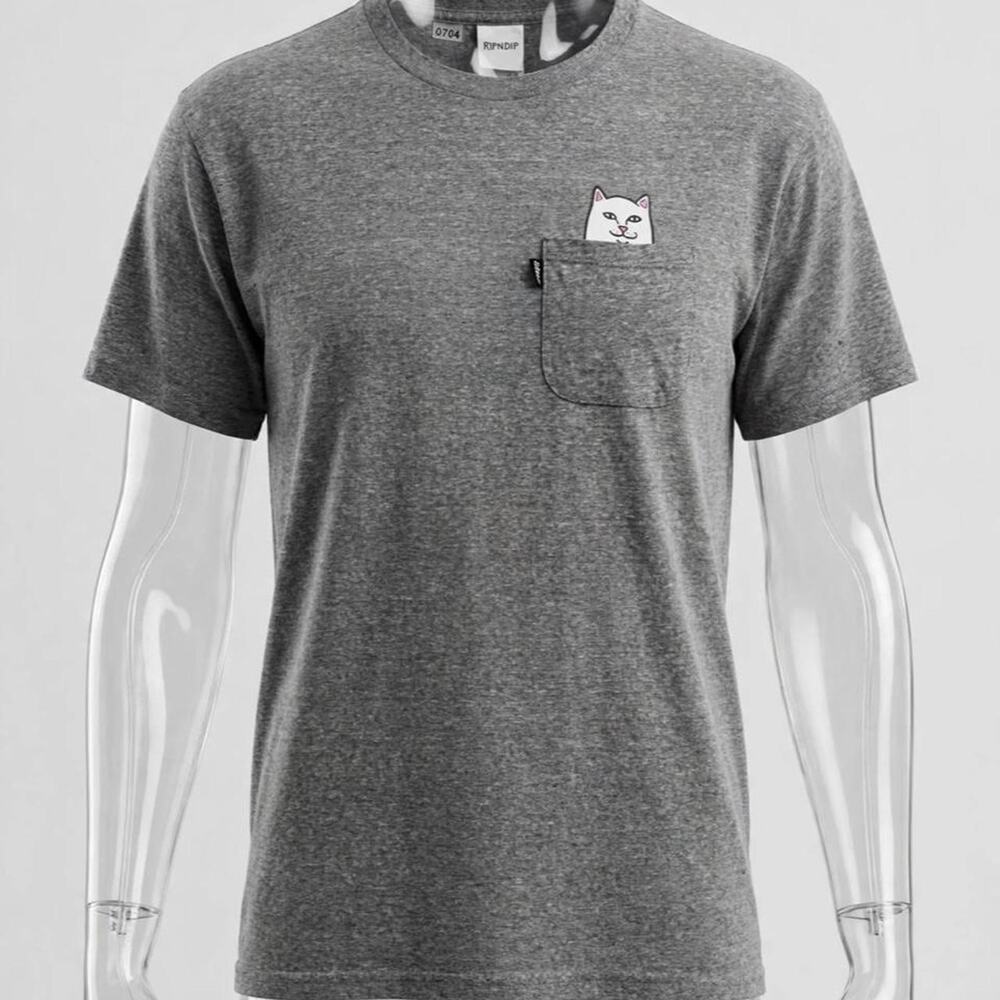 Gray heather pocket tee with